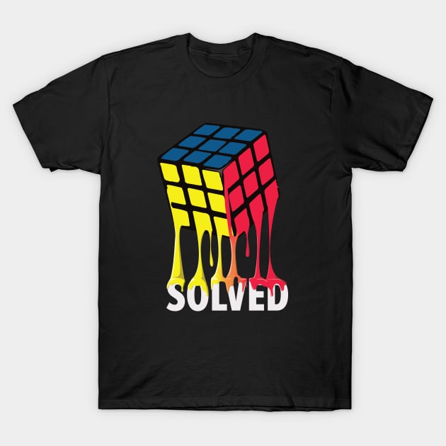 Melting Cube Solved - Rubik's Cube Inspired Design T-Shirt by Cool Cube Merch